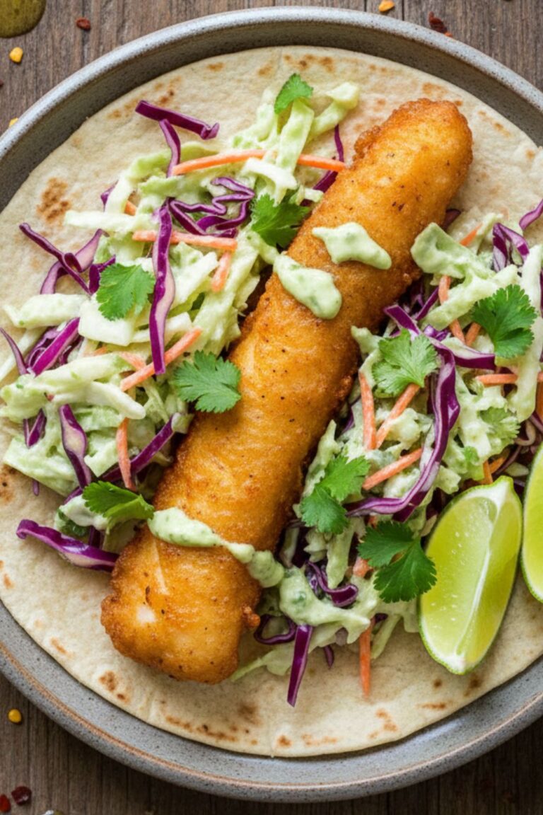 Crispy Fish Tacos with Cilantro Lime Slaw Recipe
