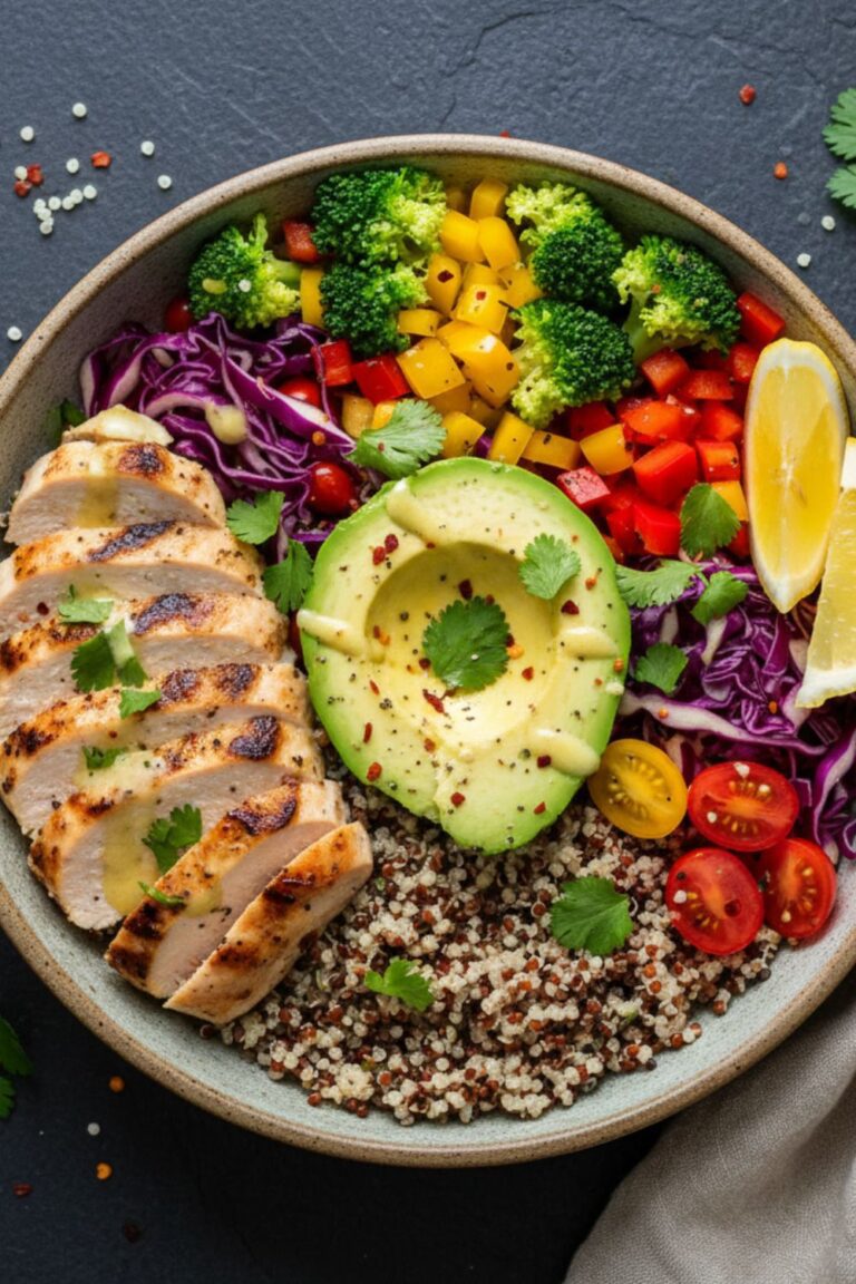 Lemon Herb Grilled Chicken Quinoa Bowl Recipe (Healthy Dinner)