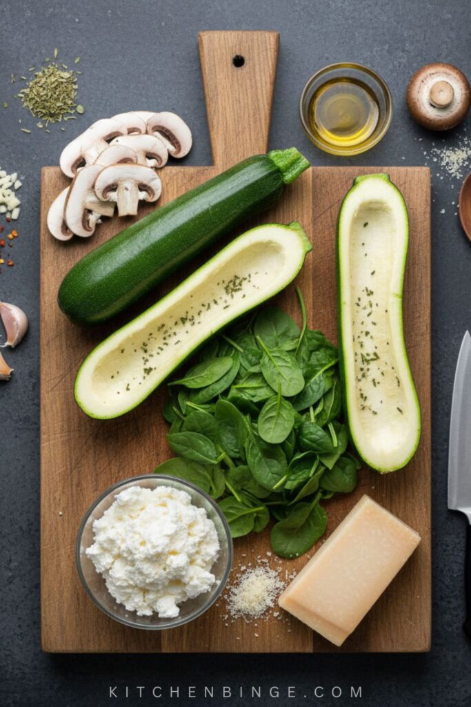Spinach Mushroom and Ricotta Stuffed Zucchini Recipe