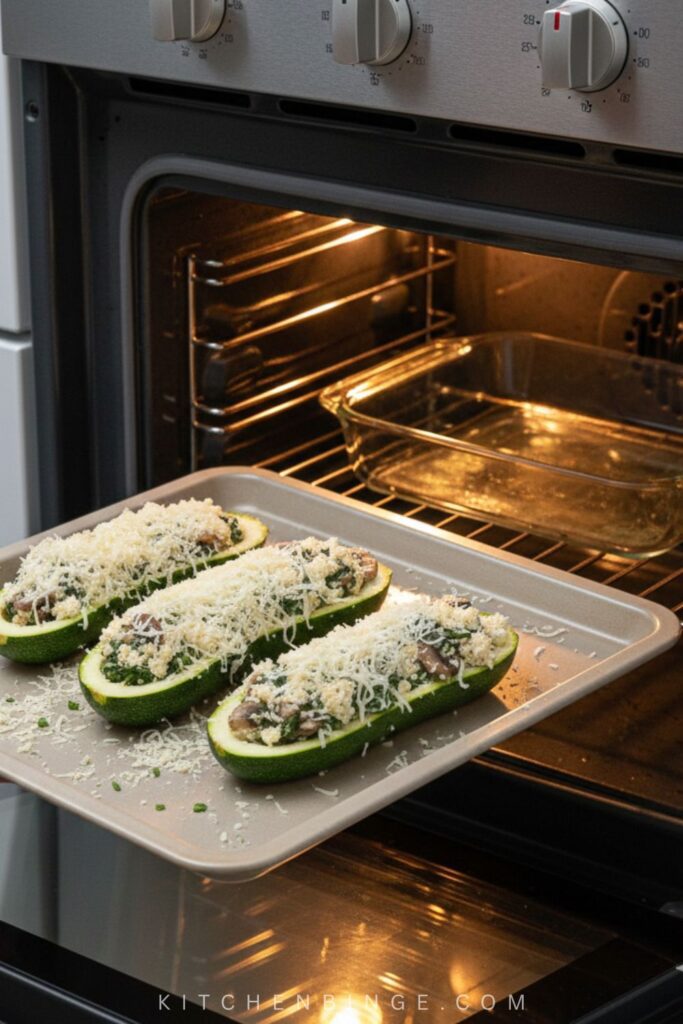 Spinach Mushroom and Ricotta Stuffed Zucchini Recipe