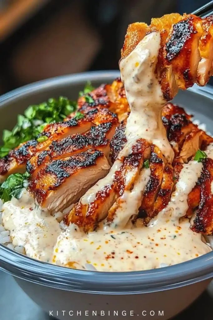 Easy Chicken and Rice Bowls with Garlic Sauce Recipe