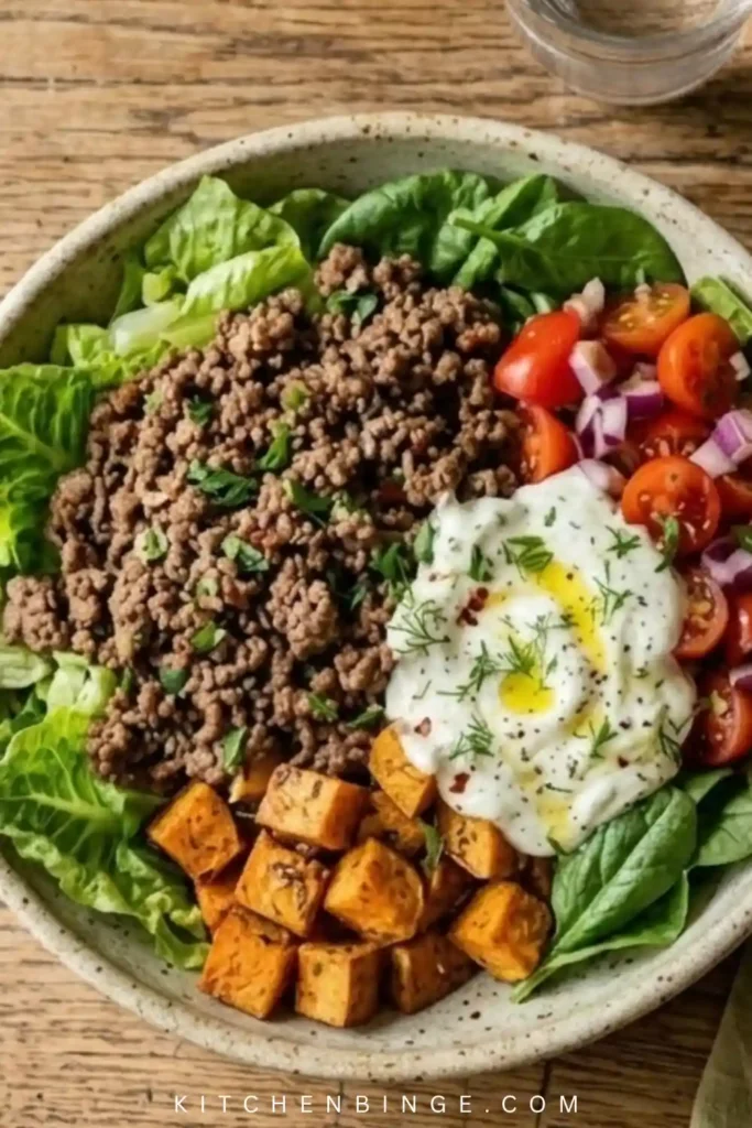 High Protein Burger Bowl Healthy Dinner Recipe 