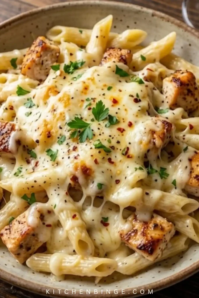 Creamy Healthy Garlic Parmesan Chicken Pasta (High Protein Recipe)