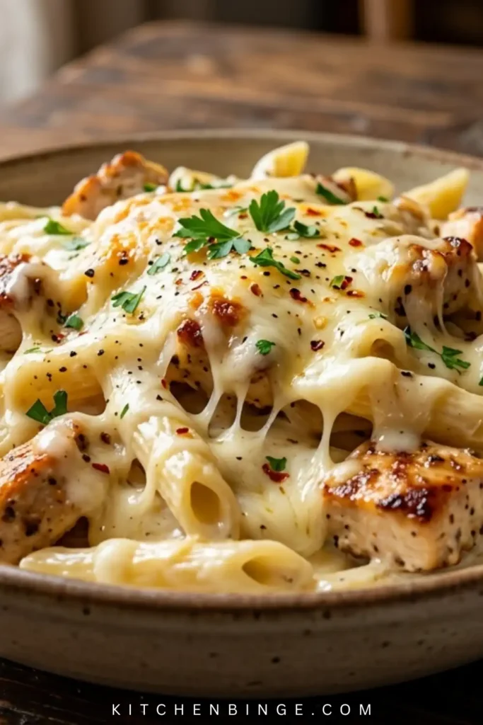 Creamy Healthy Garlic Parmesan Chicken Pasta (High Protein Recipe)