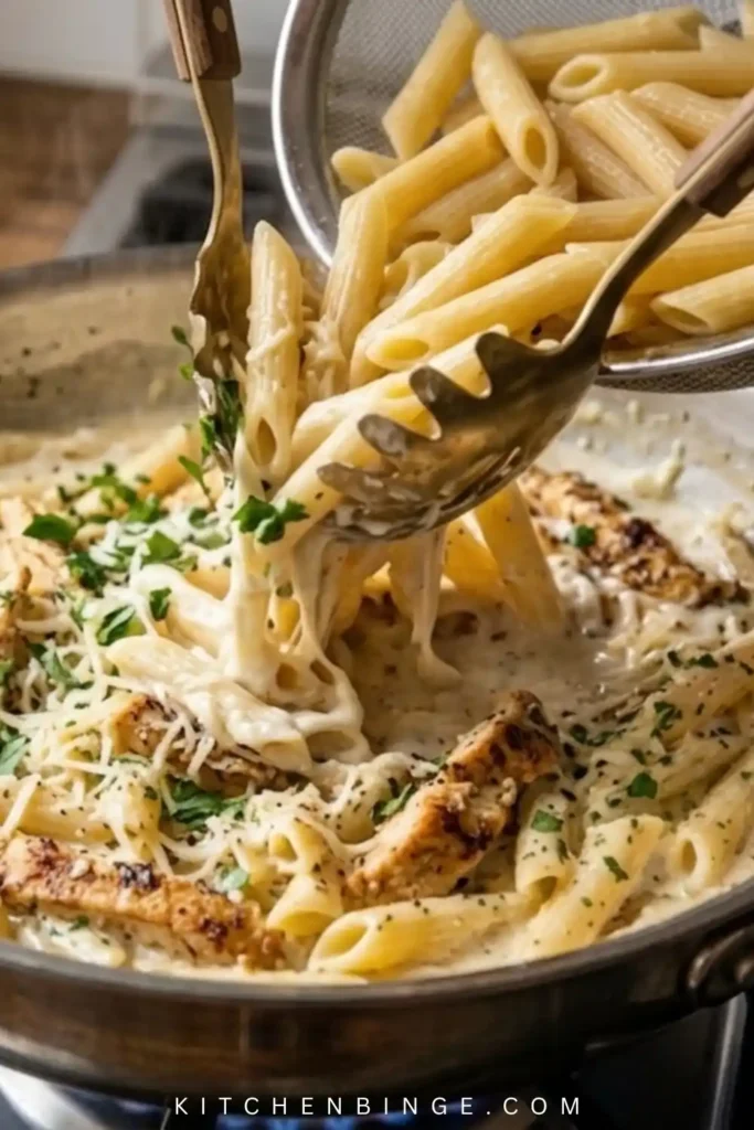 Creamy Healthy Garlic Parmesan Chicken Pasta (High Protein Recipe)