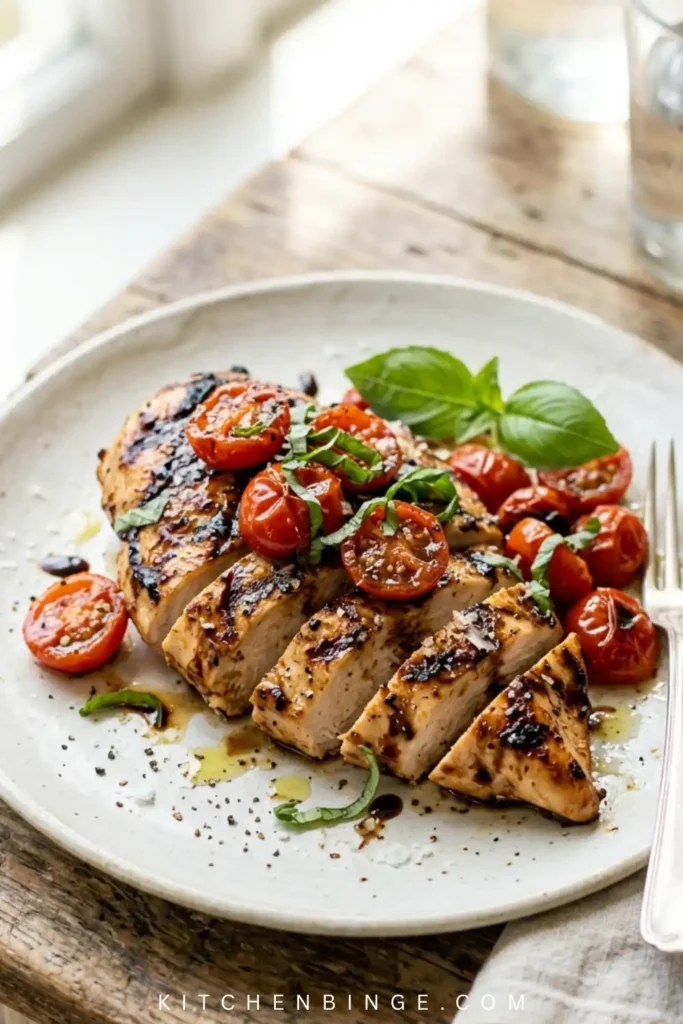 Grilled Balsamic Chicken with Tomatoes & Basil Recipe