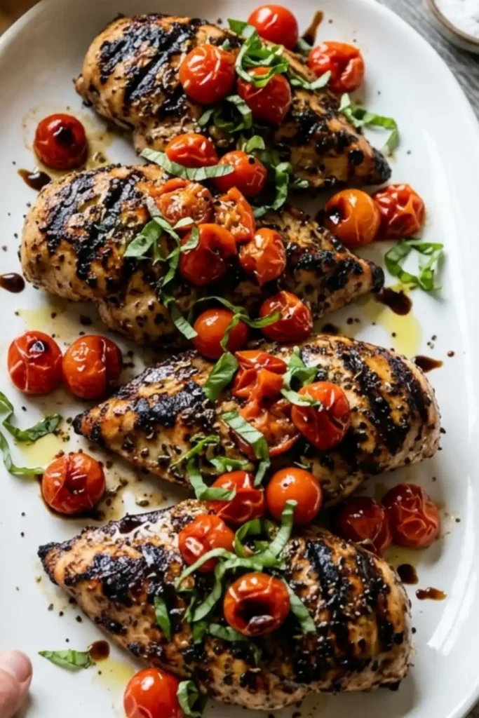 Grilled Balsamic Chicken with Tomatoes & Basil Recipe